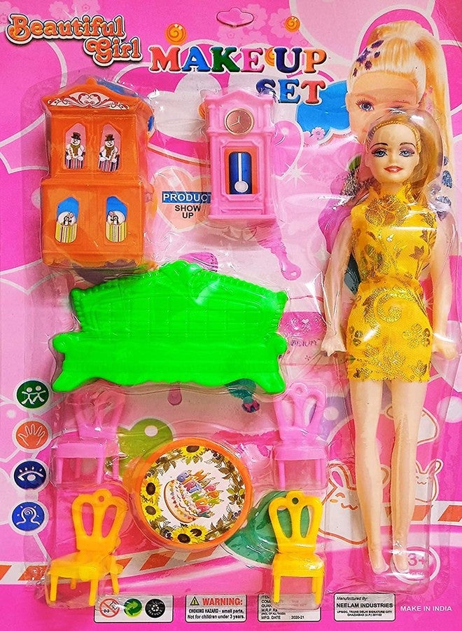 SK Craft Beautiful Doll with House Furniture Toy Pretend Play Girls Toys Set, My House Furniture Toy and Styling Accessories for Kids Birthday Gift - Image 1